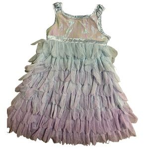 Girls Biscotti Iridescent sequins ruffled dress.